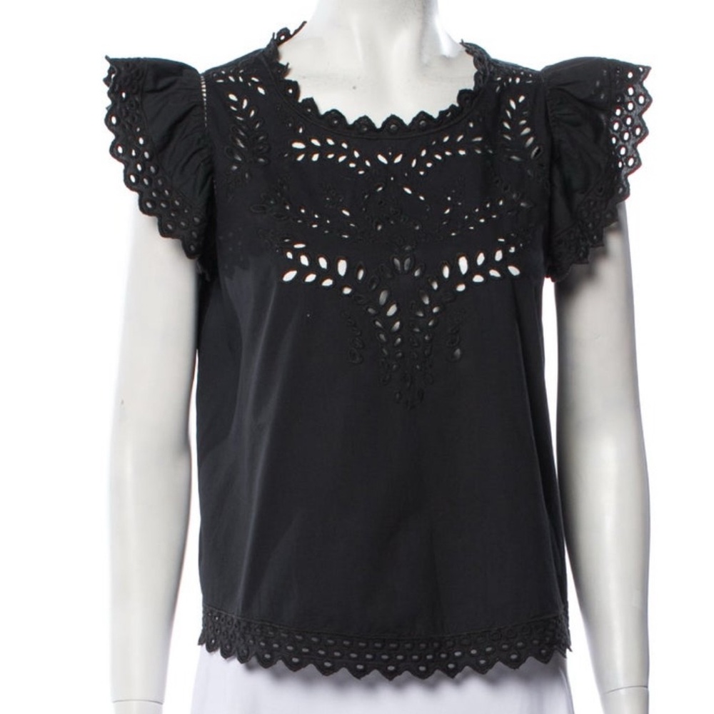 Etoile Isabel Marant M eyelet embroidery shirt black